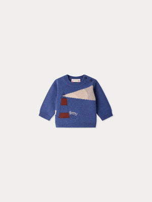 Almire baby jumper with embroidered lighthouse in wool