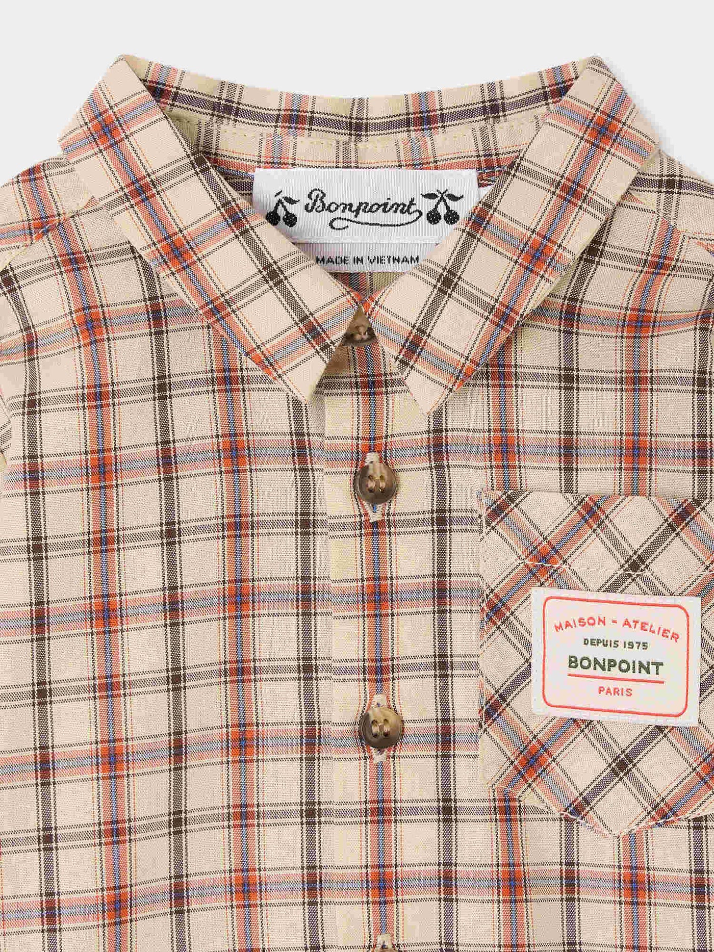 Gillo plaid baby shirt in organic cotton