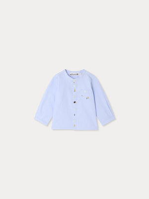 Matis baby shirt with hand-embroidered fir trees and hedgehogs