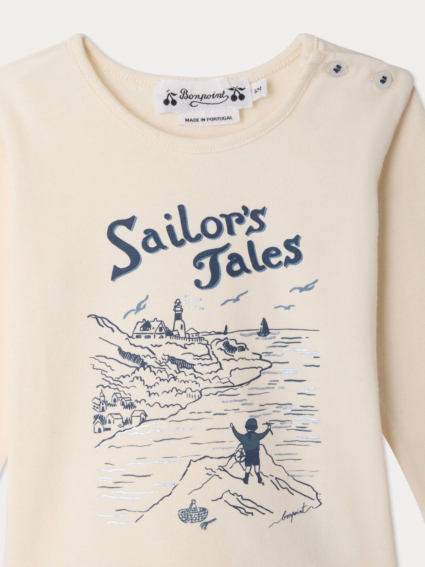 Tahsin baby T-shirt with Sailor print in organic cotton