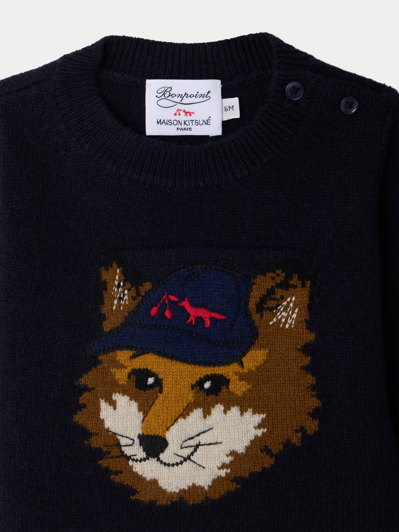 Bonpoint x Maison Kitsuné Almire baby sweater with fox embroidery in wool