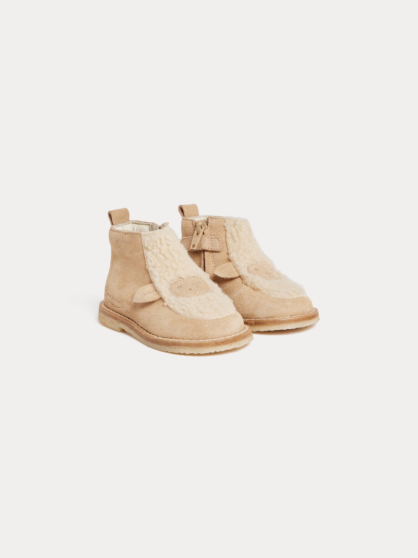 Mike first-step derby shoes in suede and faux fur