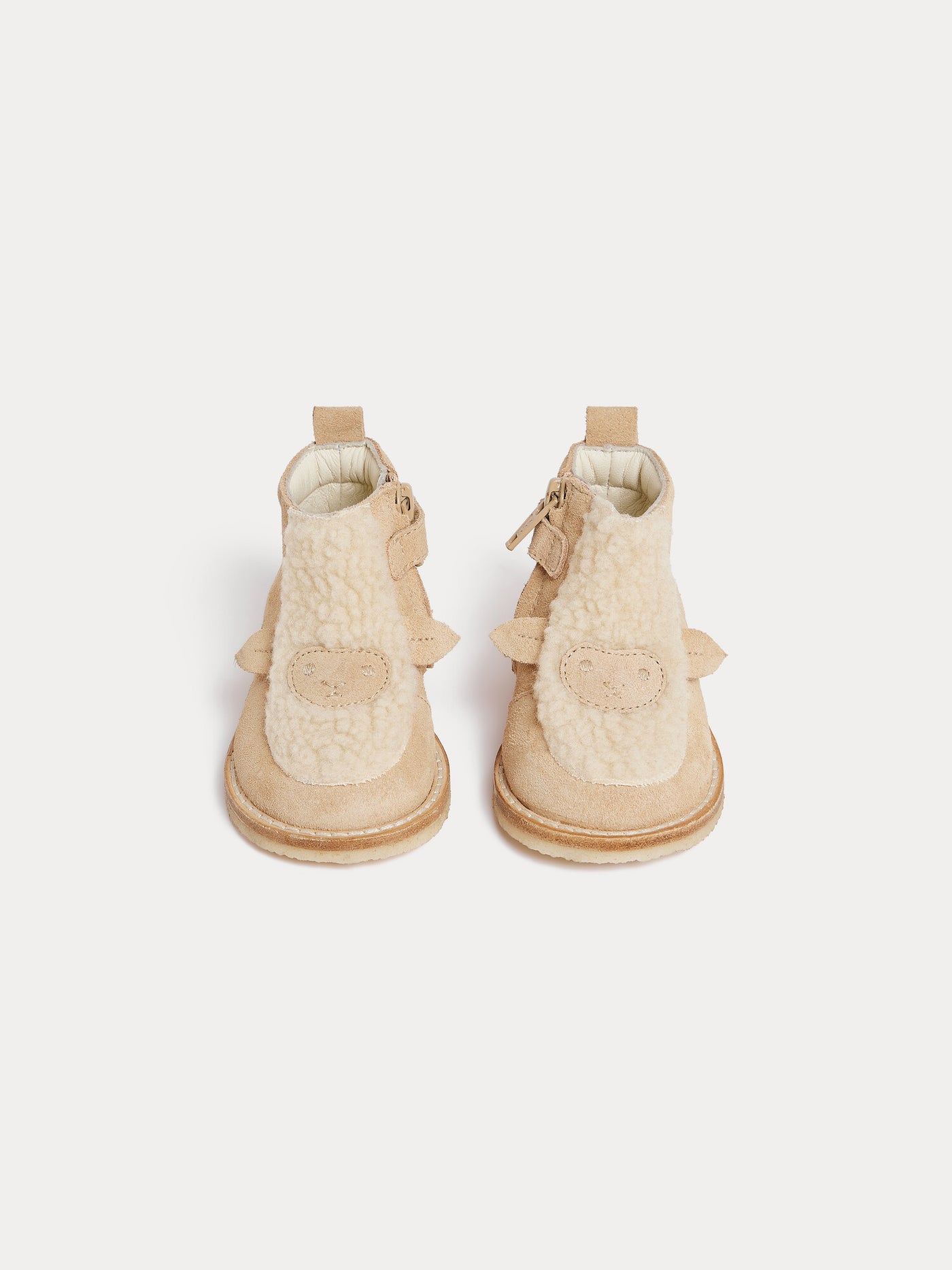 Mike first-step derby shoes in suede and faux fur