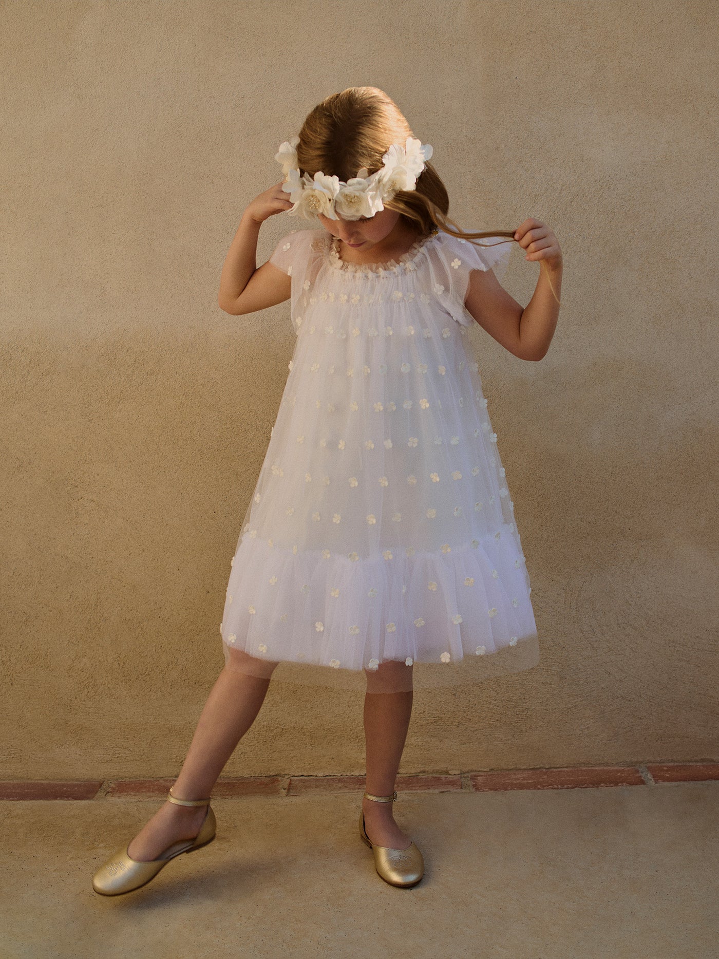 Lisabeth dress in tulle embroidered with flowers