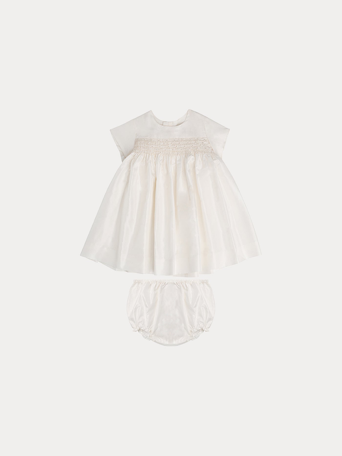 Silk Taffeta Dress for Baby milk white