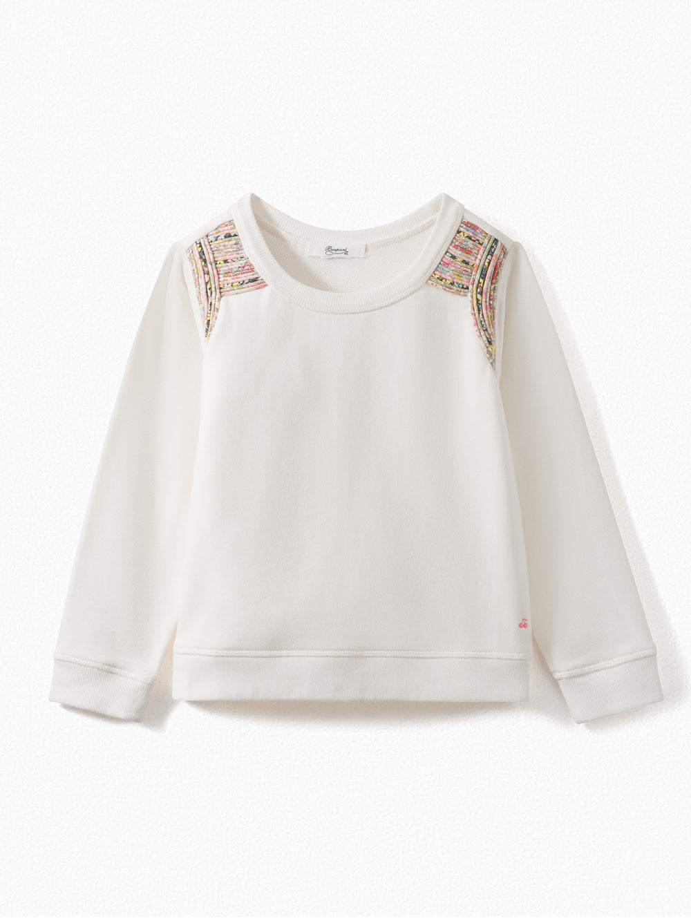 Girls' Sweatshirt with Liberty Fabric Piping milk white