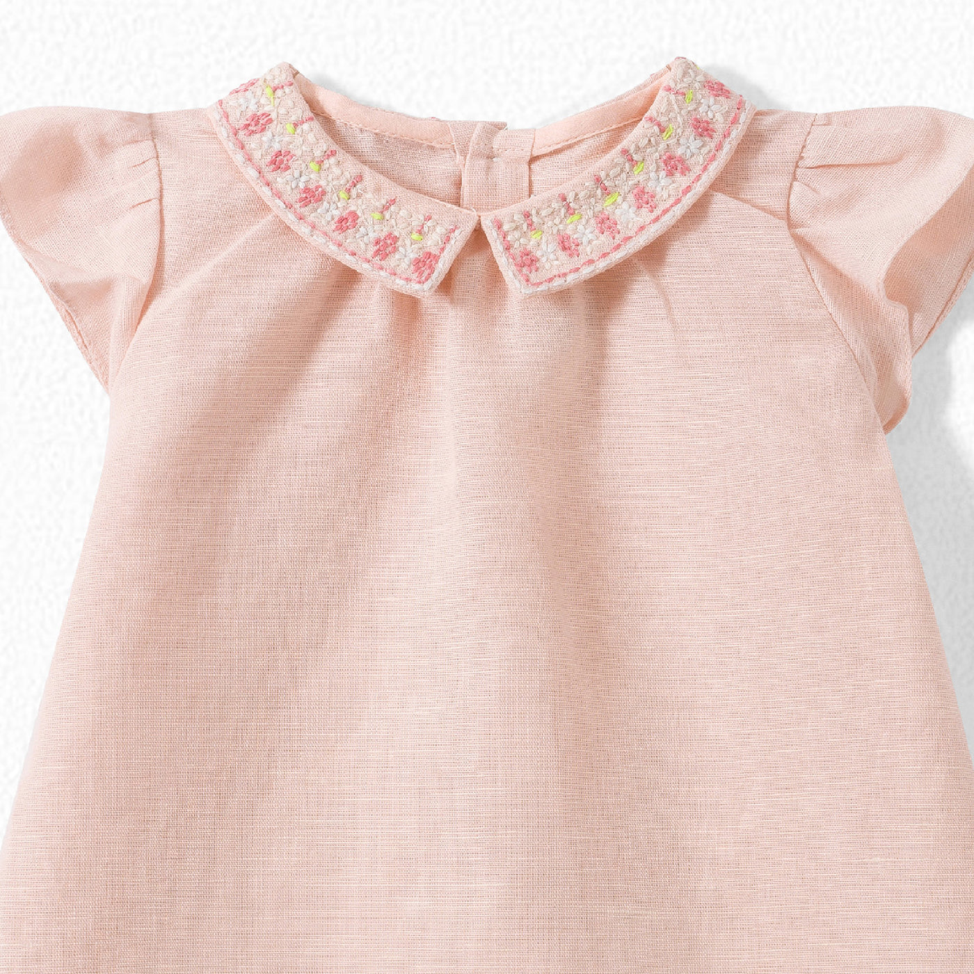Baby Embroidered Cotton and Linen Set pink