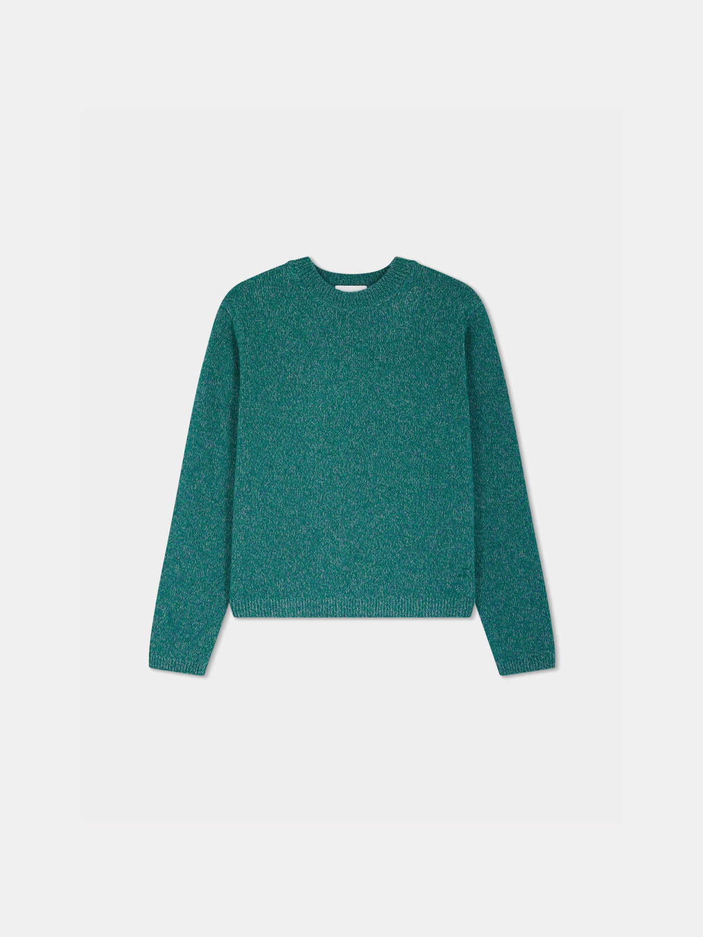 Round-neck heather gray sweater in wool