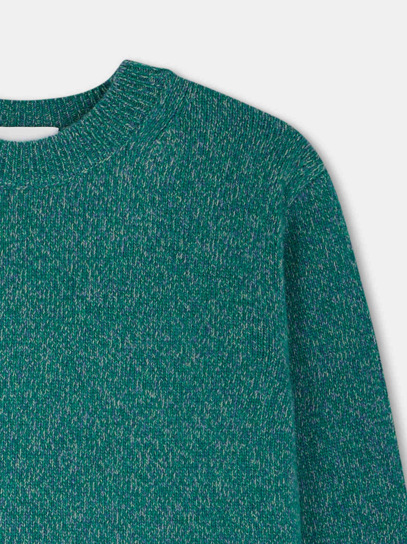 Round-neck heather gray sweater in wool