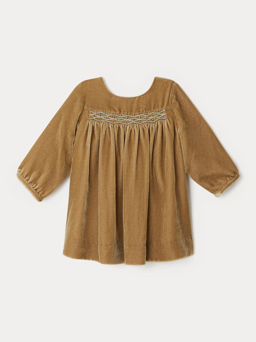 Félicie Smocked Dress beige